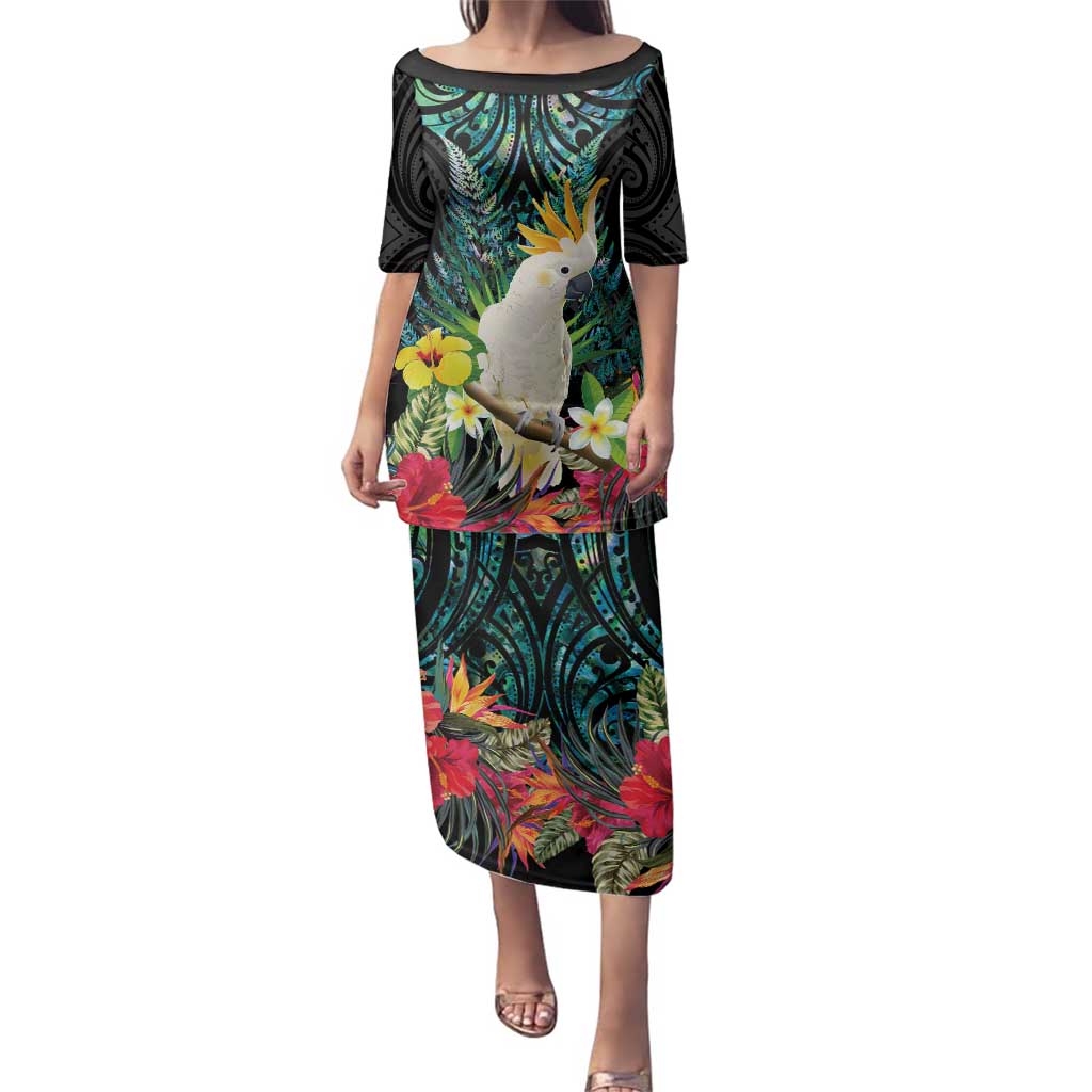 Sulphur-crested Cockatoo New Zealand Family Matching Puletasi and Hawaiian Shirt Paua Shell Aotearoa Maori Tropical Flowers - Aussie Hoodie