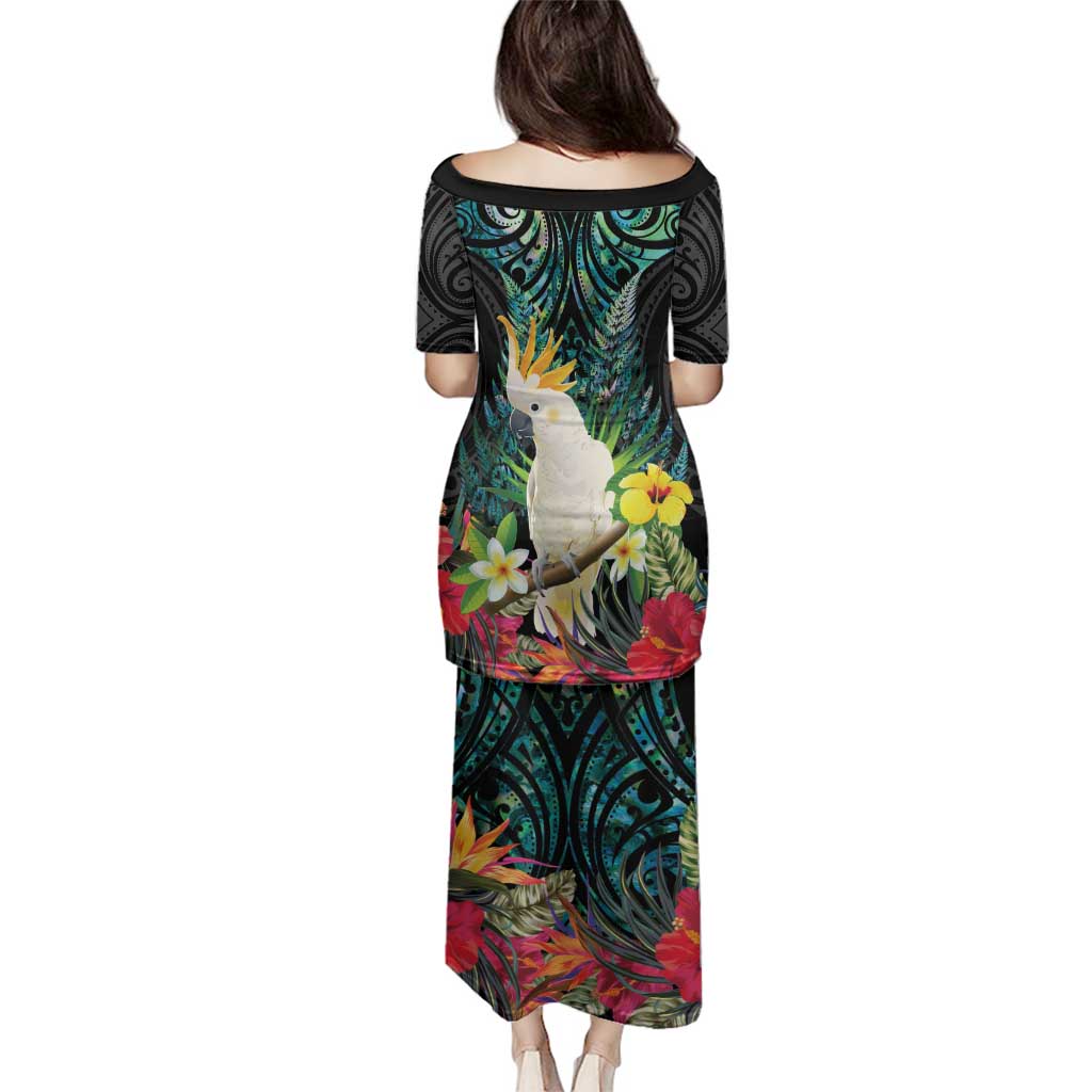 Sulphur-crested Cockatoo New Zealand Family Matching Puletasi and Hawaiian Shirt Paua Shell Aotearoa Maori Tropical Flowers - Aussie Hoodie