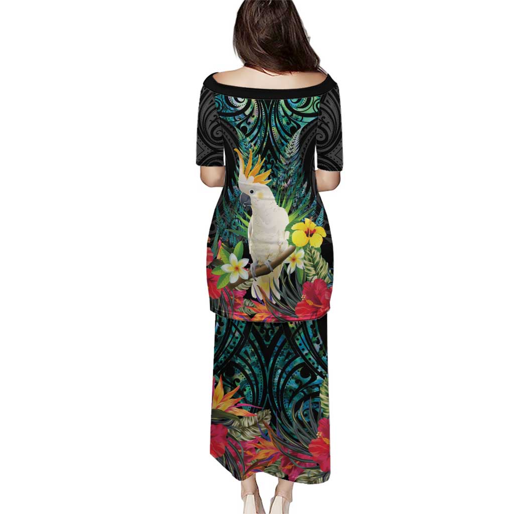 Sulphur-crested Cockatoo New Zealand Family Matching Puletasi and Hawaiian Shirt Paua Shell Aotearoa Maori Tropical Flowers - Aussie Hoodie