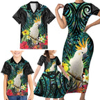 Sulphur-crested Cockatoo New Zealand Family Matching Short Sleeve Bodycon Dress and Hawaiian Shirt Paua Shell Aotearoa Maori Tropical Flowers - Aussie Hoodie