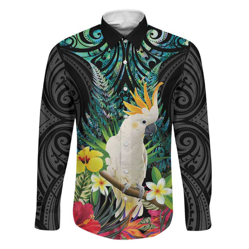 Sulphur-crested Cockatoo New Zealand Family Matching Summer Maxi Dress and Hawaiian Shirt Paua Shell Aotearoa Maori Tropical Flowers - Aussie Hoodie