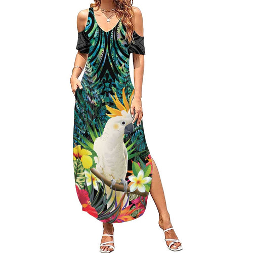 Sulphur-crested Cockatoo New Zealand Family Matching Summer Maxi Dress and Hawaiian Shirt Paua Shell Aotearoa Maori Tropical Flowers - Aussie Hoodie