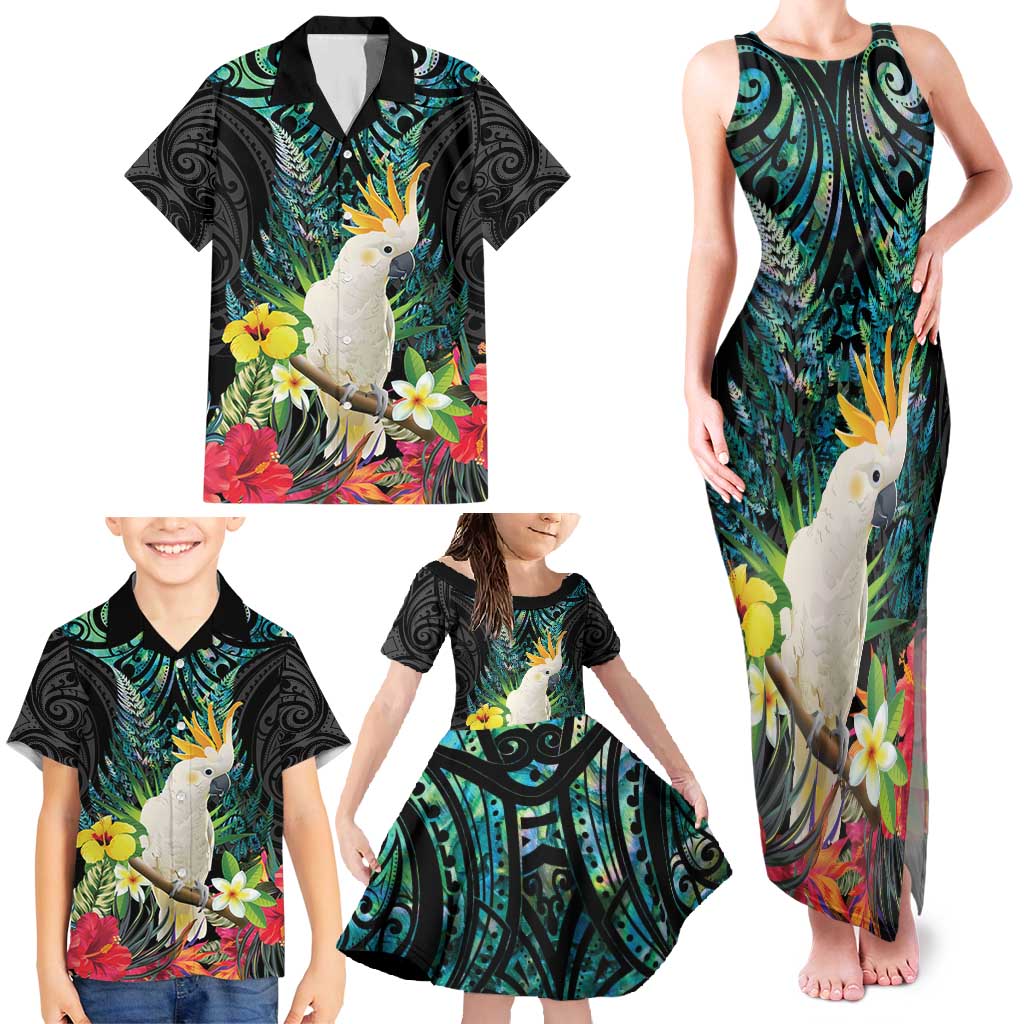 Sulphur-crested Cockatoo New Zealand Family Matching Tank Maxi Dress and Hawaiian Shirt Paua Shell Aotearoa Maori Tropical Flowers - Aussie Hoodie