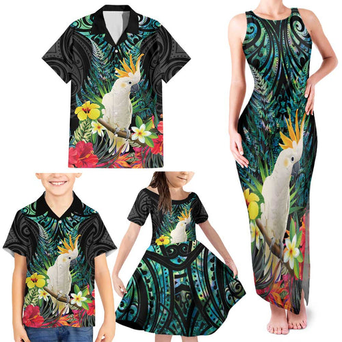 Sulphur-crested Cockatoo New Zealand Family Matching Tank Maxi Dress and Hawaiian Shirt Paua Shell Aotearoa Maori Tropical Flowers - Aussie Hoodie