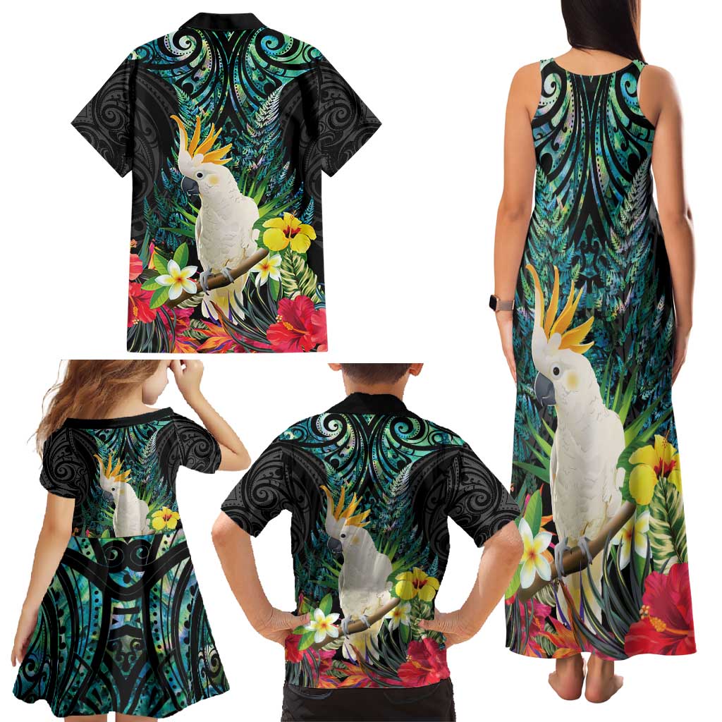 Sulphur-crested Cockatoo New Zealand Family Matching Tank Maxi Dress and Hawaiian Shirt Paua Shell Aotearoa Maori Tropical Flowers - Aussie Hoodie