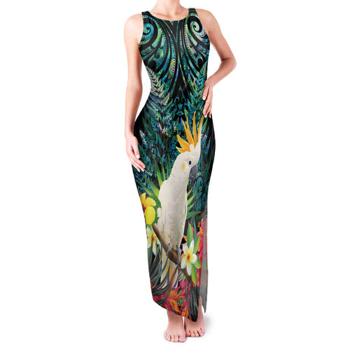 Sulphur-crested Cockatoo New Zealand Family Matching Tank Maxi Dress and Hawaiian Shirt Paua Shell Aotearoa Maori Tropical Flowers - Aussie Hoodie