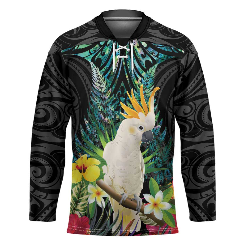 Sulphur-crested Cockatoo New Zealand Hockey Jersey Paua Shell Aotearoa Maori Tropical Flowers - Aussie Hoodie