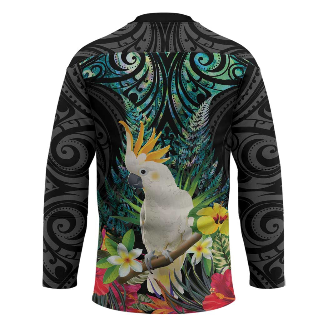 Sulphur-crested Cockatoo New Zealand Hockey Jersey Paua Shell Aotearoa Maori Tropical Flowers - Aussie Hoodie