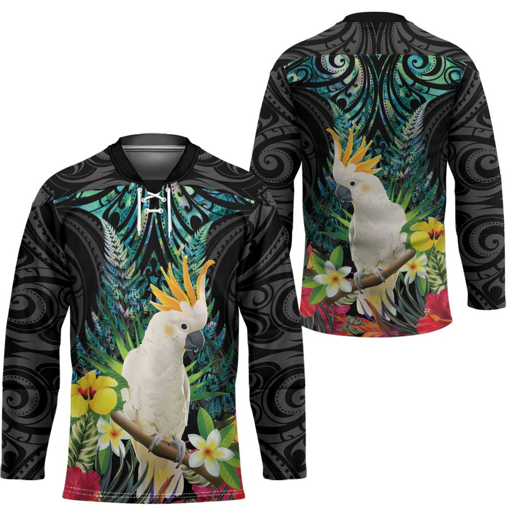 Sulphur-crested Cockatoo New Zealand Hockey Jersey Paua Shell Aotearoa Maori Tropical Flowers - Aussie Hoodie