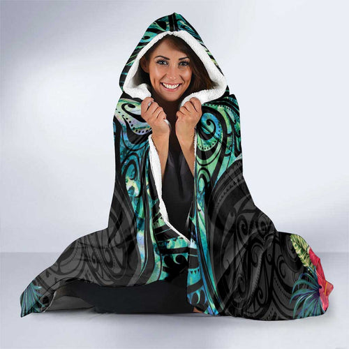 Sulphur-crested Cockatoo New Zealand Hooded Blanket Paua Shell Aotearoa Maori Tropical Flowers - Aussie Hoodie