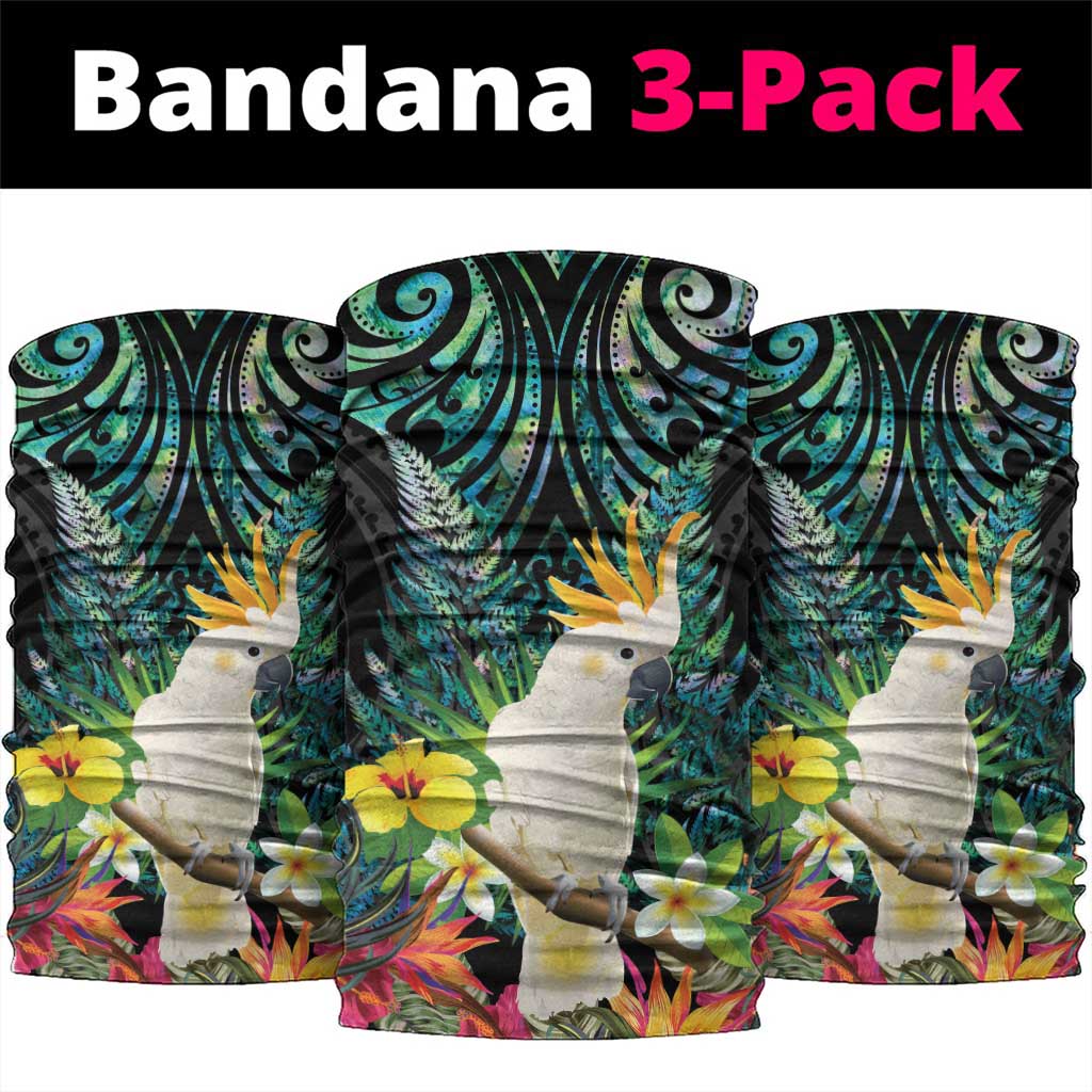 Sulphur-crested Cockatoo New Zealand Neck Gaiter Paua Shell Aotearoa Maori Tropical Flowers - Aussie Hoodie