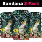 Sulphur-crested Cockatoo New Zealand Neck Gaiter Paua Shell Aotearoa Maori Tropical Flowers - Aussie Hoodie