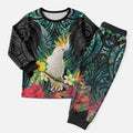 Sulphur-crested Cockatoo New Zealand Christmas Pajama Set Paua Shell Aotearoa Maori Tropical Flowers - Aussie Hoodie