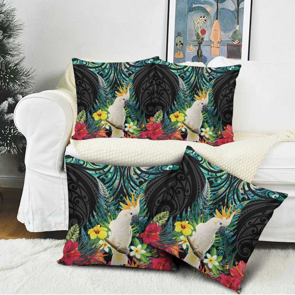 Sulphur-crested Cockatoo New Zealand Pillow Cover Paua Shell Aotearoa Maori Tropical Flowers - Aussie Hoodie