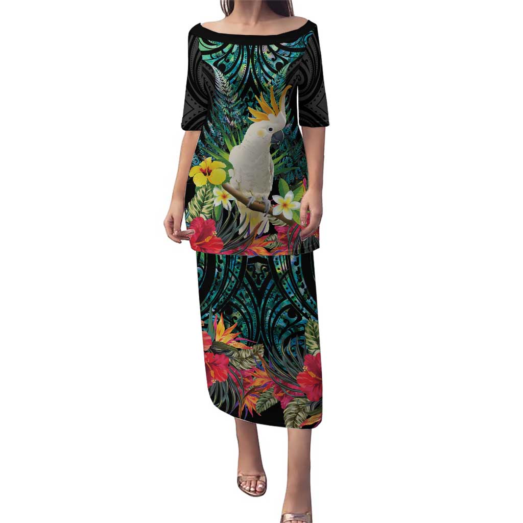 Sulphur-crested Cockatoo New Zealand Puletasi Paua Shell Aotearoa Maori Tropical Flowers - Aussie Hoodie