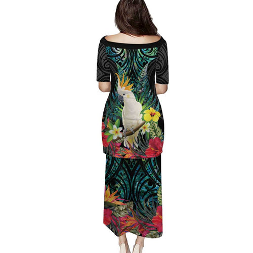 Sulphur-crested Cockatoo New Zealand Puletasi Paua Shell Aotearoa Maori Tropical Flowers - Aussie Hoodie