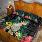 Sulphur-crested Cockatoo New Zealand Quilt Bed Set Paua Shell Aotearoa Maori Tropical Flowers - Aussie Hoodie