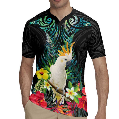 Sulphur-crested Cockatoo New Zealand Rugby Jersey Paua Shell Aotearoa Maori Tropical Flowers - Aussie Hoodie