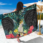Sulphur-crested Cockatoo New Zealand Sarong Paua Shell Aotearoa Maori Tropical Flowers - Aussie Hoodie