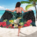 Sulphur-crested Cockatoo New Zealand Sarong Paua Shell Aotearoa Maori Tropical Flowers - Aussie Hoodie