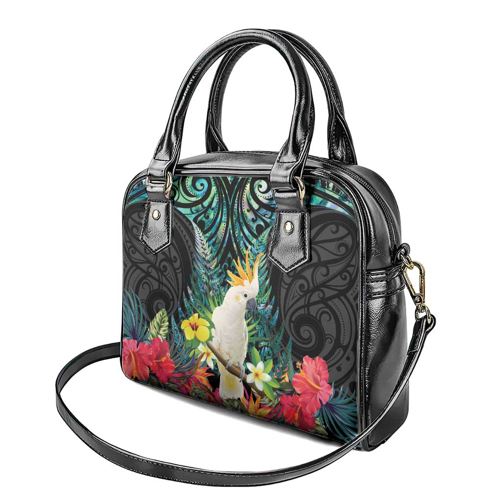 Sulphur-crested Cockatoo New Zealand Shoulder Handbag Paua Shell Aotearoa Maori Tropical Flowers - Aussie Hoodie