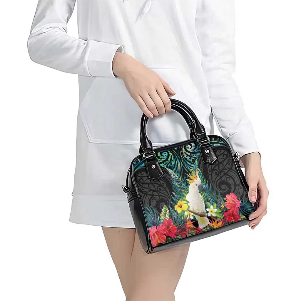 Sulphur-crested Cockatoo New Zealand Shoulder Handbag Paua Shell Aotearoa Maori Tropical Flowers - Aussie Hoodie