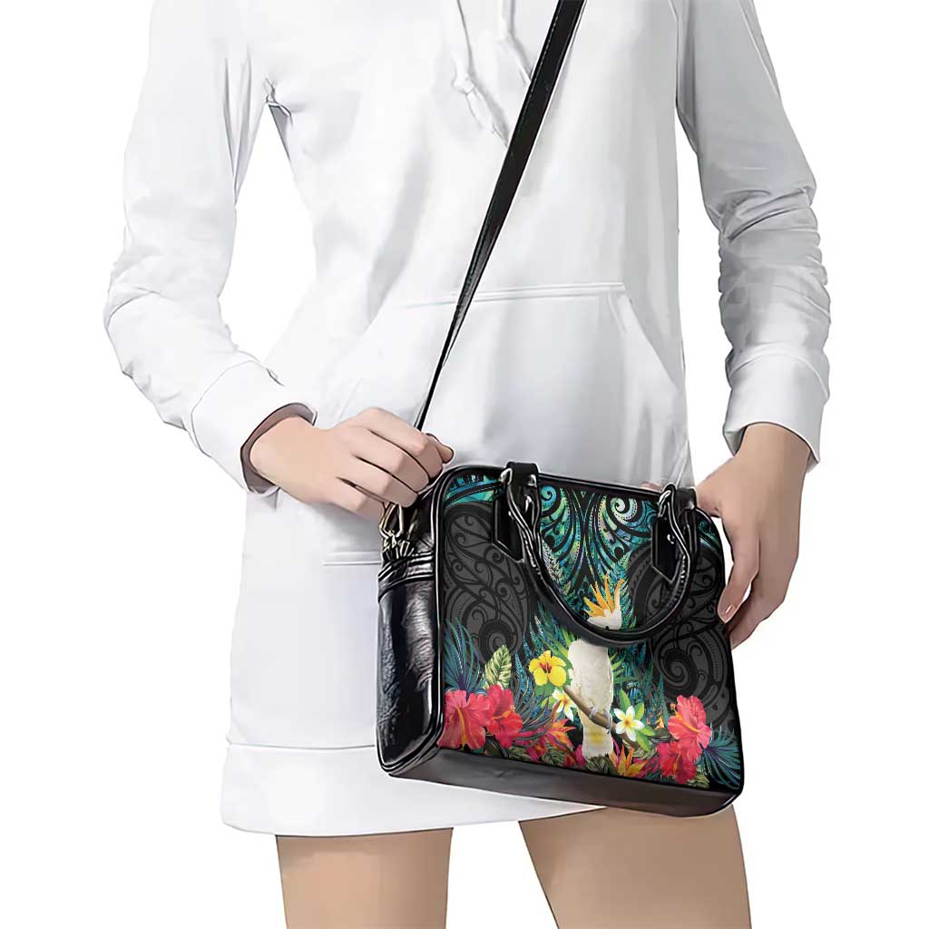 Sulphur-crested Cockatoo New Zealand Shoulder Handbag Paua Shell Aotearoa Maori Tropical Flowers - Aussie Hoodie