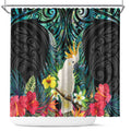 Sulphur-crested Cockatoo New Zealand Shower Curtain Paua Shell Aotearoa Maori Tropical Flowers - Aussie Hoodie