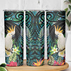 Sulphur-crested Cockatoo New Zealand Skinny Tumbler Paua Shell Aotearoa Maori Tropical Flowers - Aussie Hoodie