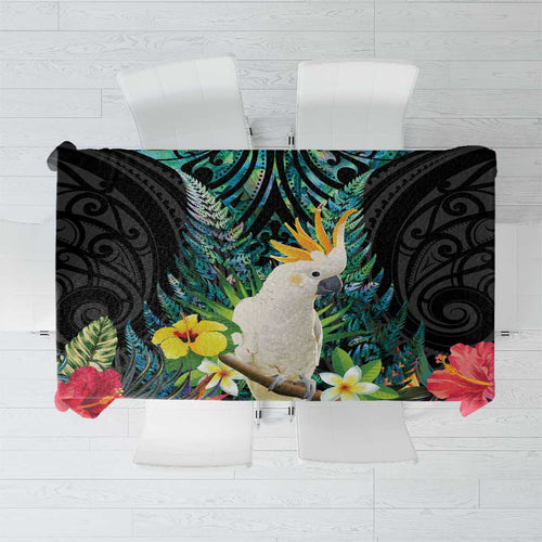 Sulphur-crested Cockatoo New Zealand Tablecloth Paua Shell Aotearoa Maori Tropical Flowers - Aussie Hoodie