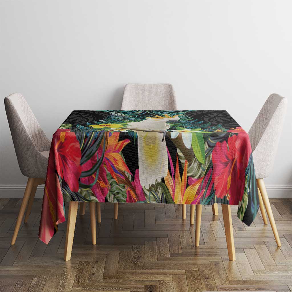 Sulphur-crested Cockatoo New Zealand Tablecloth Paua Shell Aotearoa Maori Tropical Flowers - Aussie Hoodie