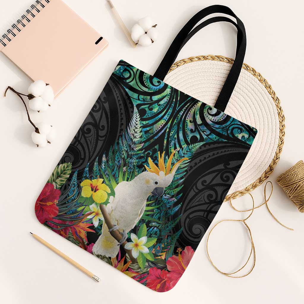 Sulphur-crested Cockatoo New Zealand Tote Bag Paua Shell Aotearoa Maori Tropical Flowers - Aussie Hoodie