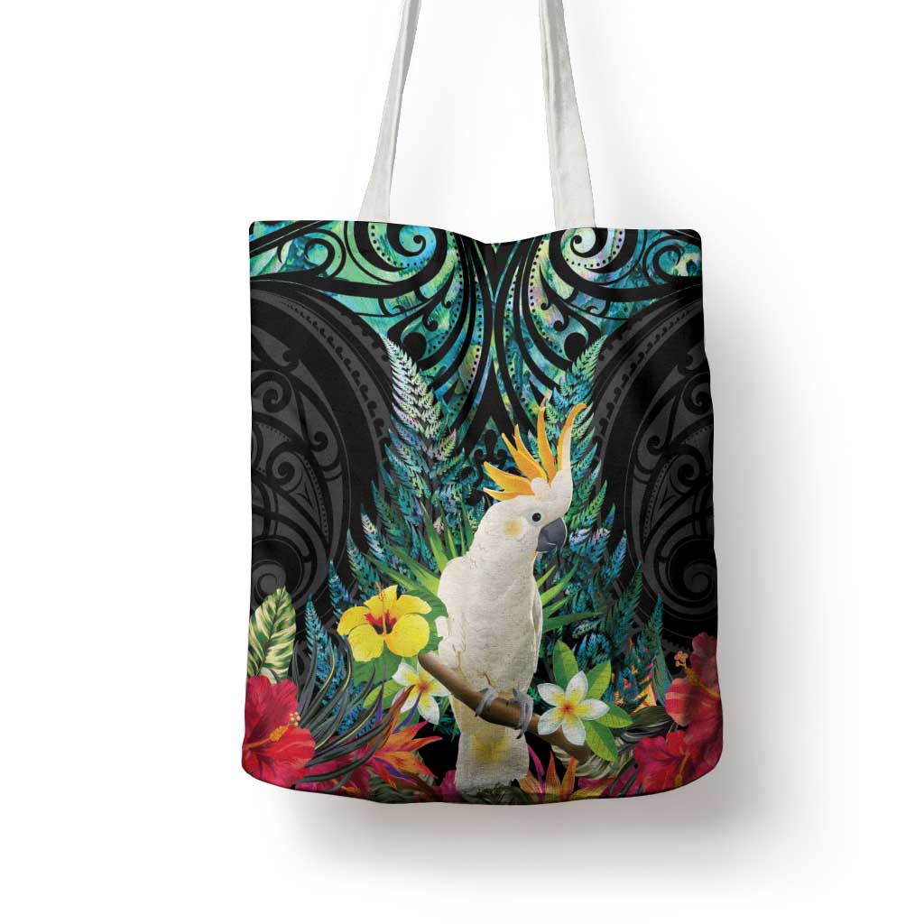 Sulphur-crested Cockatoo New Zealand Tote Bag Paua Shell Aotearoa Maori Tropical Flowers - Aussie Hoodie