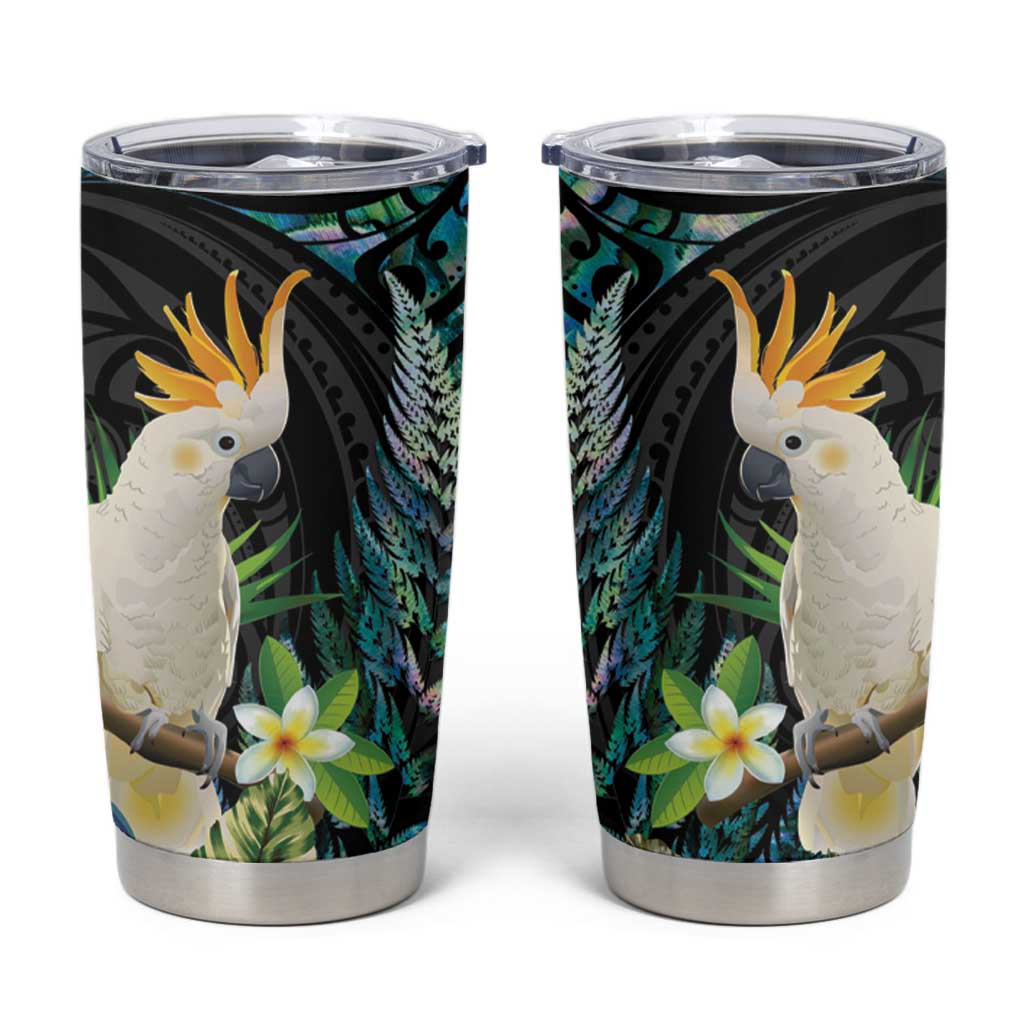 Sulphur-crested Cockatoo New Zealand Tumbler Cup Paua Shell Aotearoa Maori Tropical Flowers - Aussie Hoodie