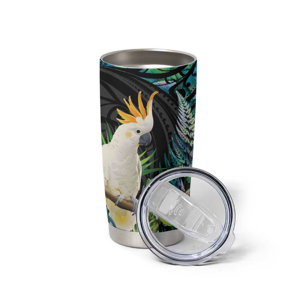 Sulphur-crested Cockatoo New Zealand Tumbler Cup Paua Shell Aotearoa Maori Tropical Flowers - Aussie Hoodie