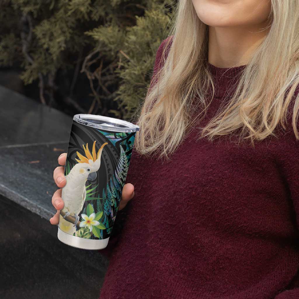 Sulphur-crested Cockatoo New Zealand Tumbler Cup Paua Shell Aotearoa Maori Tropical Flowers - Aussie Hoodie