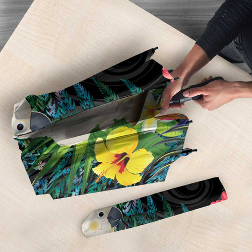 Sulphur-crested Cockatoo New Zealand Umbrella Paua Shell Aotearoa Maori Tropical Flowers - Aussie Hoodie