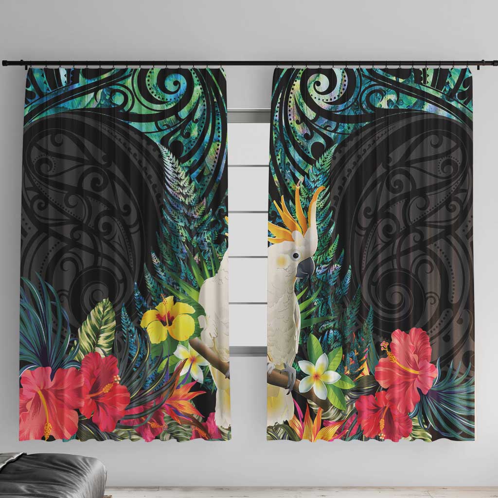 Sulphur-crested Cockatoo New Zealand Window Curtain Paua Shell Aotearoa Maori Tropical Flowers - Aussie Hoodie