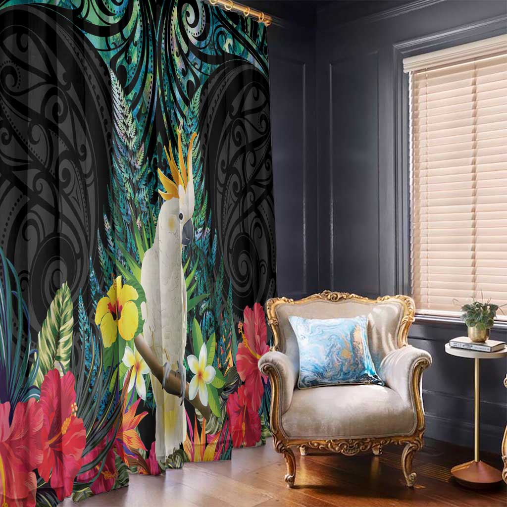 Sulphur-crested Cockatoo New Zealand Window Curtain Paua Shell Aotearoa Maori Tropical Flowers - Aussie Hoodie