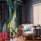 Sulphur-crested Cockatoo New Zealand Window Curtain Paua Shell Aotearoa Maori Tropical Flowers - Aussie Hoodie
