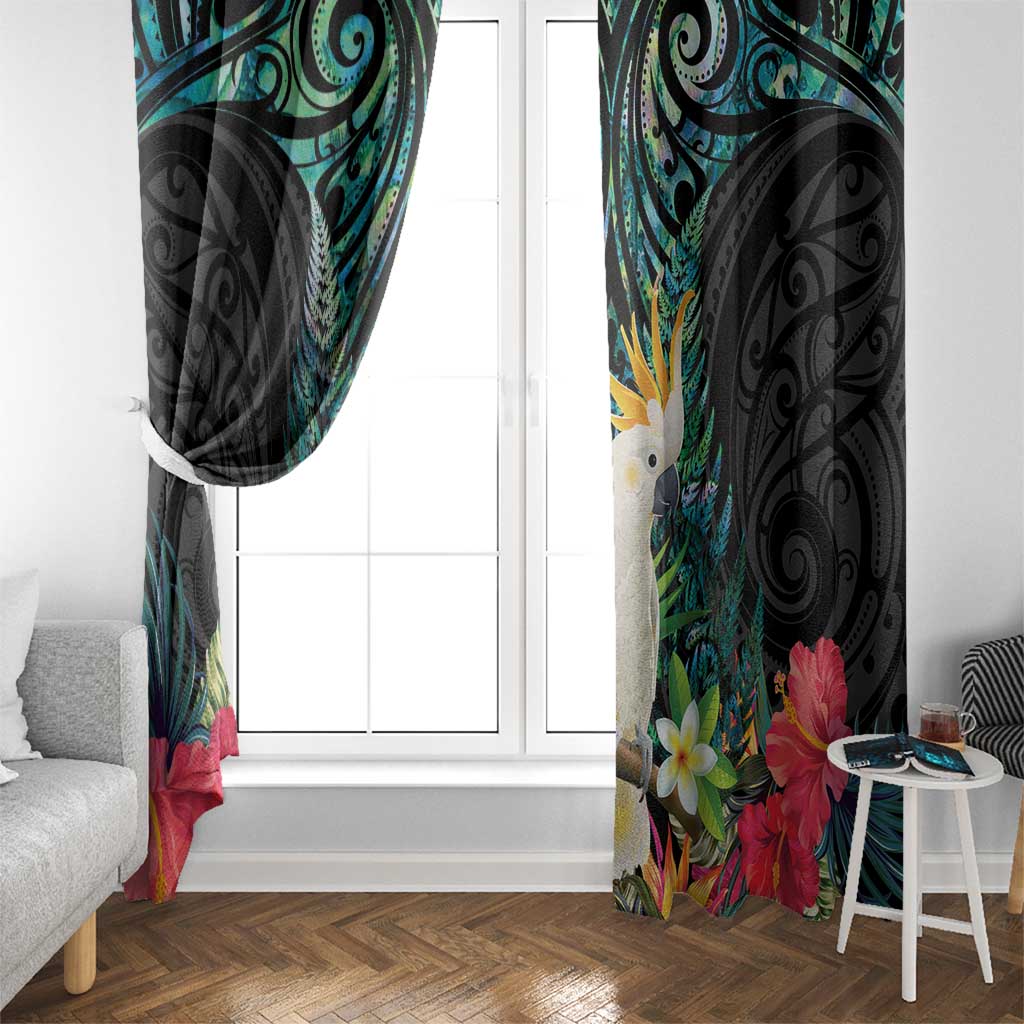 Sulphur-crested Cockatoo New Zealand Window Curtain Paua Shell Aotearoa Maori Tropical Flowers - Aussie Hoodie