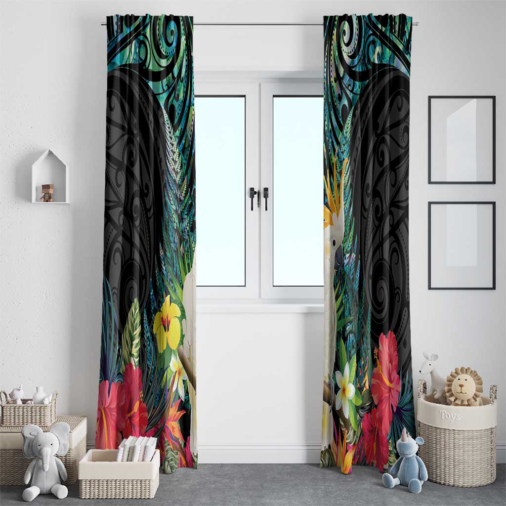Sulphur-crested Cockatoo New Zealand Window Curtain Paua Shell Aotearoa Maori Tropical Flowers - Aussie Hoodie