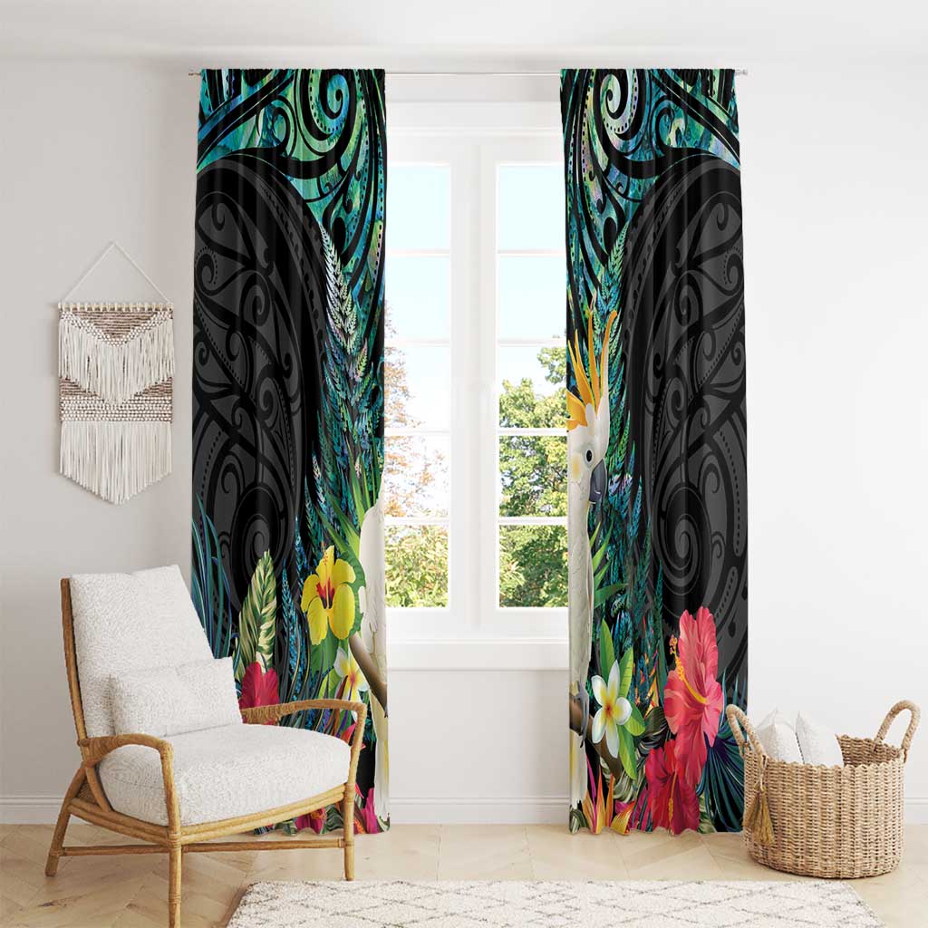 Sulphur-crested Cockatoo New Zealand Window Curtain Paua Shell Aotearoa Maori Tropical Flowers - Aussie Hoodie