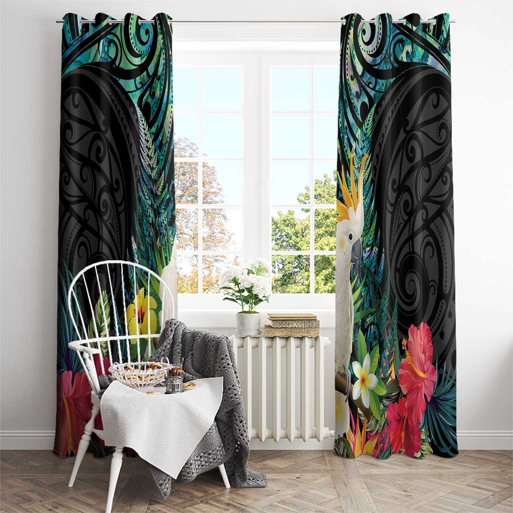Sulphur-crested Cockatoo New Zealand Window Curtain Paua Shell Aotearoa Maori Tropical Flowers - Aussie Hoodie