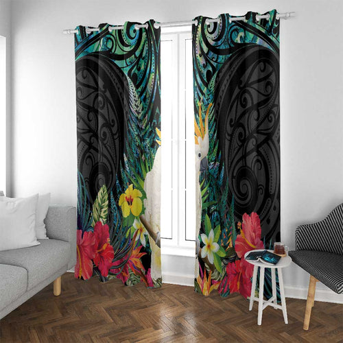Sulphur-crested Cockatoo New Zealand Window Curtain Paua Shell Aotearoa Maori Tropical Flowers - Aussie Hoodie