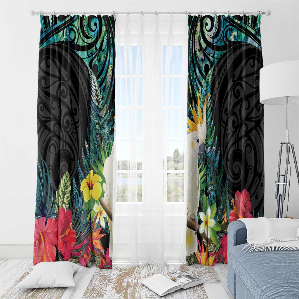 Sulphur-crested Cockatoo New Zealand Window Curtain Paua Shell Aotearoa Maori Tropical Flowers - Aussie Hoodie