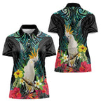 Sulphur-crested Cockatoo New Zealand Women Polo Shirt Paua Shell Aotearoa Maori Tropical Flowers - Aussie Hoodie