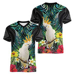 Sulphur-crested Cockatoo New Zealand Women V-Neck T-Shirt Paua Shell Aotearoa Maori Tropical Flowers - Aussie Hoodie