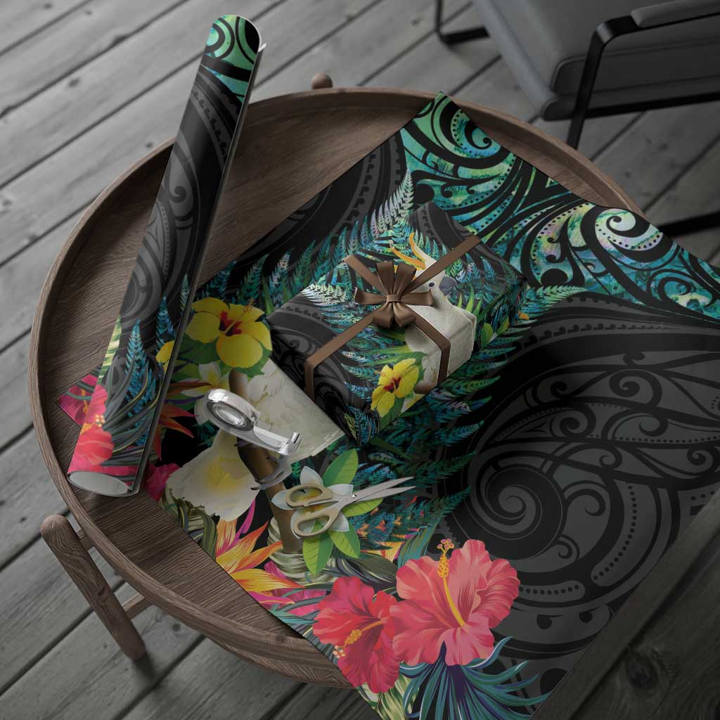 Sulphur-crested Cockatoo New Zealand Wrapping Paper Paua Shell Aotearoa Maori Tropical Flowers - Aussie Hoodie