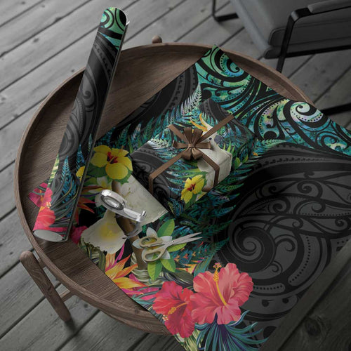 Sulphur-crested Cockatoo New Zealand Wrapping Paper Paua Shell Aotearoa Maori Tropical Flowers - Aussie Hoodie